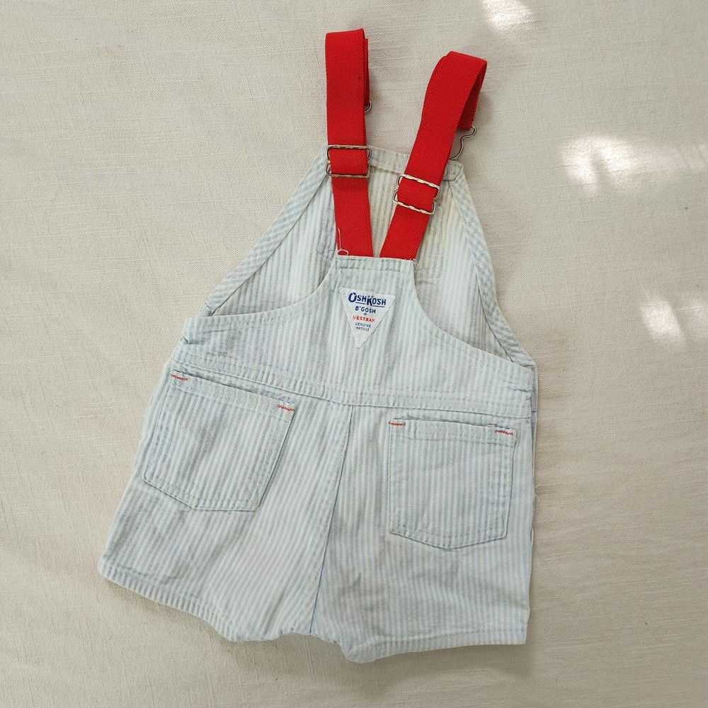 Vintage Oshkosh Light Wash Striped Shortalls 24 months - Picture 7 of 10